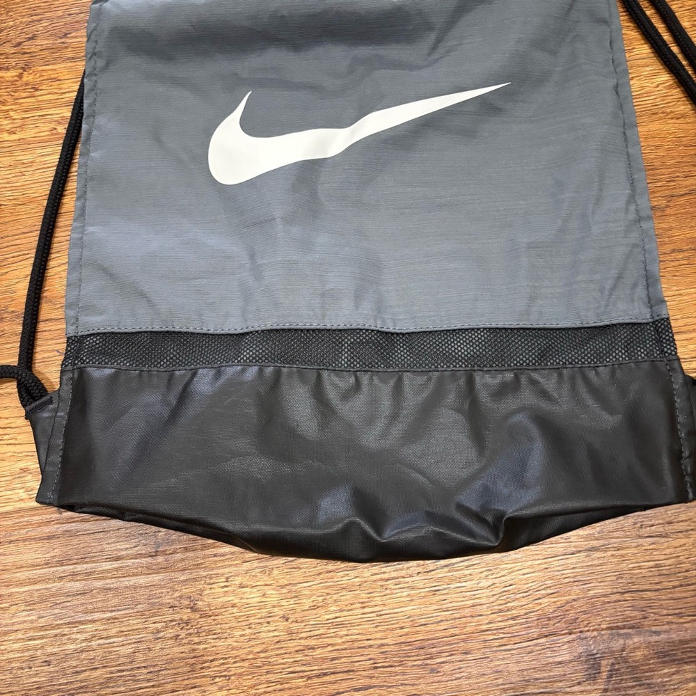 Nike Drawstring Backpack Multi Pocket Grey Black … - image 2